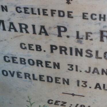 ROUX Maria P., le nee PRINSLOO 1879-1913