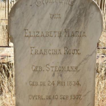 ROUX Elizabeth Maria Francina nee STEGMANN 1834-1907