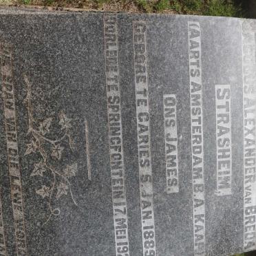 STRASHEIM Jacobus Alexander Van Breda 1889-1925 &amp; Alida Anna GERTENBACH 1887-1971