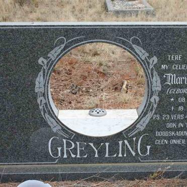 GREYLING Maria E.S.M. nee BOOYSEN 1942-1989