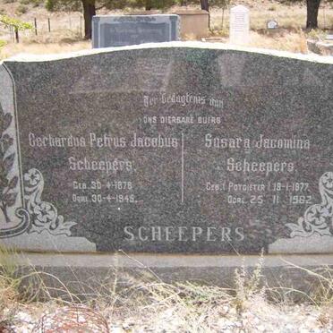 SCHEEPERS Gerhardus Petrus Johannes 1876-1945 &amp; Susara Jacomina POTGIETER 1877-1962