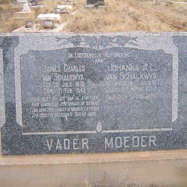 SCHALKWYK James Charles, van 1870-1943 &amp; Johanna A.L. CHRISTIE 1877-1959