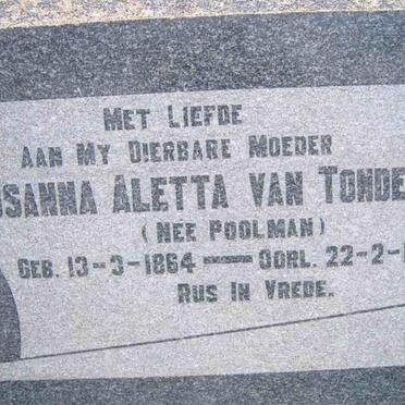 TONDER Susanna Aletta, van nee POOLMAN 1864-1945