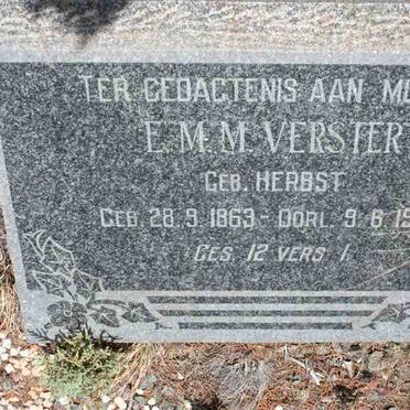 VERSTER E.M.M. nee HERBST 1869-1955