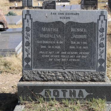 BOTHA Wessel Jacobus 1911-1958 & Martha Magdalena BURGER 1911-1959