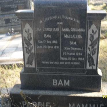 BAM Jan Christiaan 1889-1941 &amp; Anna Susanna Magdalena ODENDAAL 1885-19?3