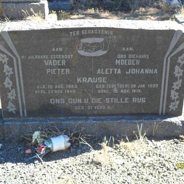 KRAUSE Pieter 1882-1949 &amp; Aletta Johanna COETZER 1893-1975