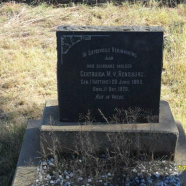 RENSBURG Gertruida M., v. nee HATTING 1865-1920
