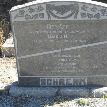 SCHRENK Elias J.M. 1871-1950 &amp; Anna S.M. MYBURGH 1886-1973