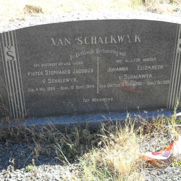 SCHALKWYK Pieter Stephanus Jacobus, van 1880-1944 &amp; Johanna Elizabeth COETZEE 1890-1954
