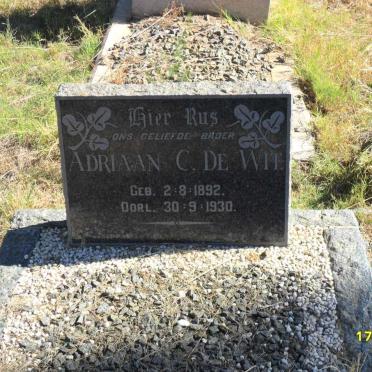 WIT Adriaan C., de 1892-1930