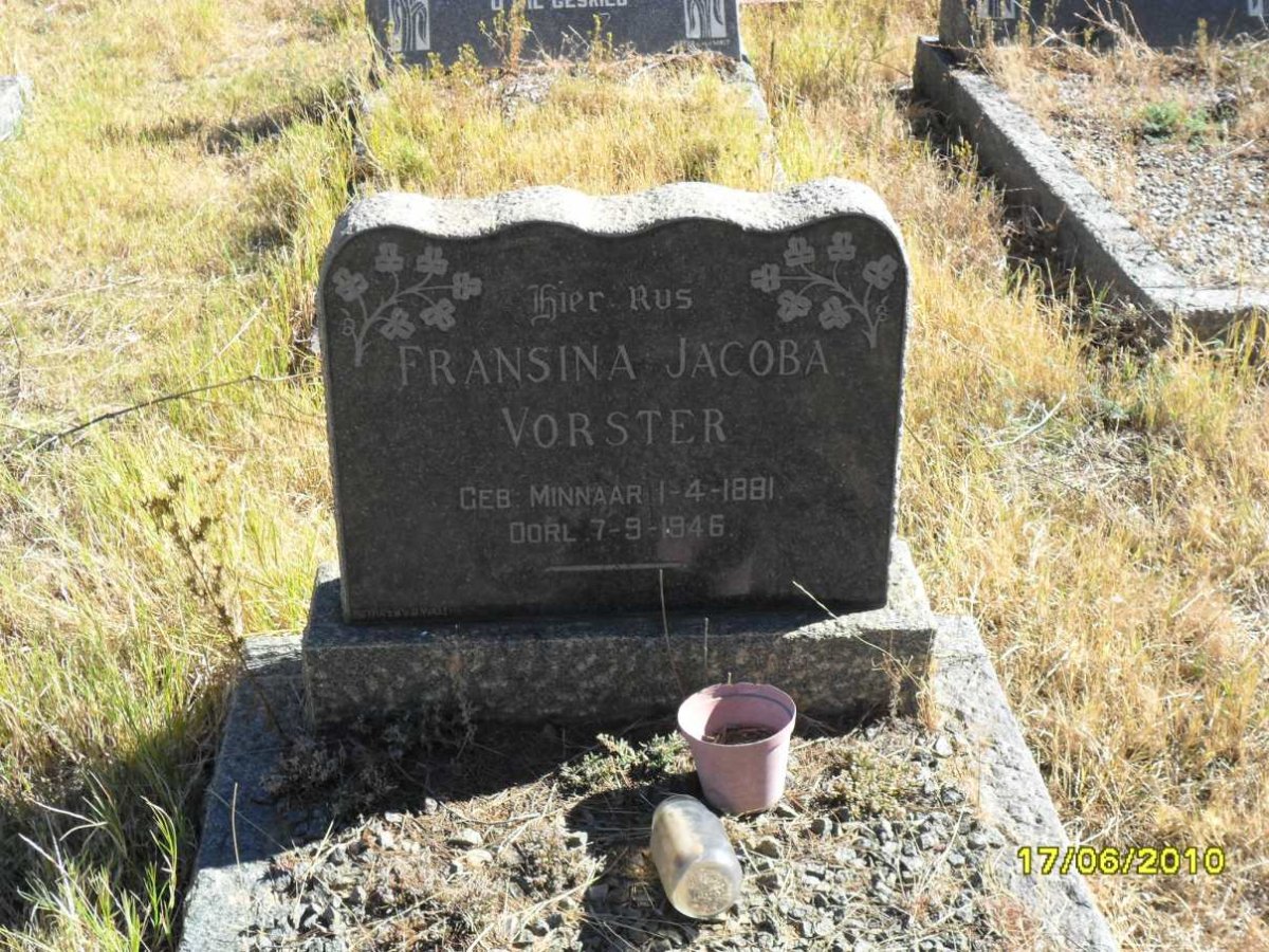 VORSTER Fransina Jacoba nee MINNAAR 1881-1946