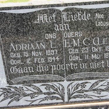 WYK Adriaan L., van 1897-1944 &amp; E.M.C. LABUSCHAGNE 1903-1967