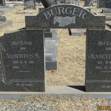 BURGER Albertus.S. 1901- &amp; Jeanette H.M. 1910-1970