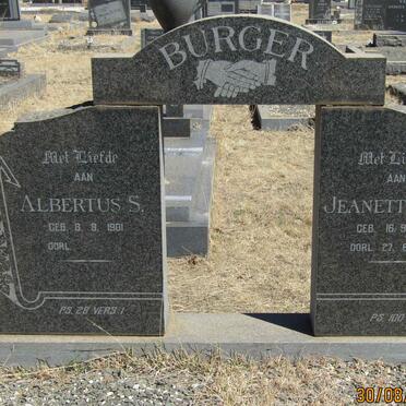 BURGER Albertus.S. 1901- &amp; Jeanette H.M. 1910-1970