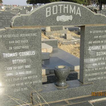 BOTHMA Thomas Cornelius 1892-1978 &amp; Johanna Marthina KOTZE 1894-1960