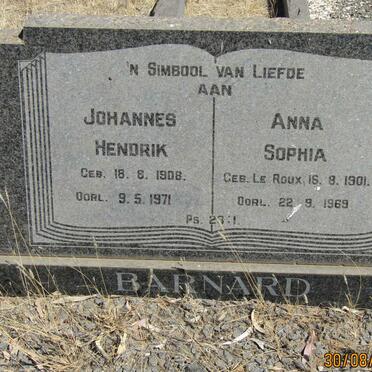 BARNARD Johannes Hendrik 1908-1971 &amp; Anna Sophia LE ROUX 1901-1969