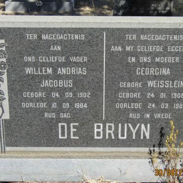 BRUYN Willem Andrias Jacobus, de 1902-1984 &amp; Georgina WEISSLEIN 1908-1983