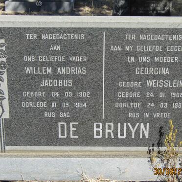 BRUYN Willem Andrias Jacobus, de 1902-1984 &amp; Georgina WEISSLEIN 1908-1983