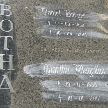 BOTHA Daniel Burger 1930-1994 :: BOTHA Martha Magritha 1939-2017