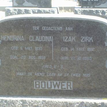 BOUWER Izak Zirk 1882-1963 &amp; Hendrina Claudina 1893-1958