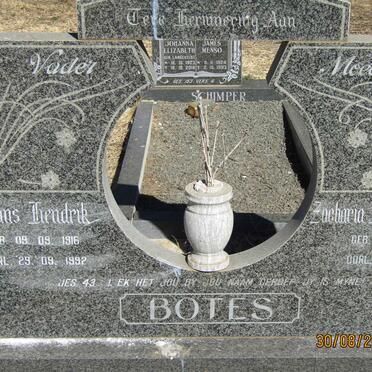 BOTES Frans Hendrik 1916-1992 &amp; Zacharia Hendrina Maria 1918-2008