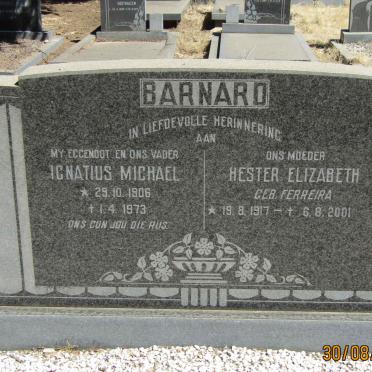 BARNARD Ignatius Michael 1906-1973 &amp; Hester Elizabeth FERREIRA 1917-2001