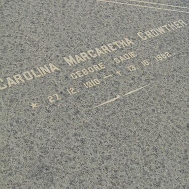 CROWTHER Carolina Margaretha nee SADIE 1910-1982