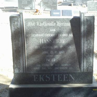 EKSTEEN Hannetjie nee JACOBS 1906-1959