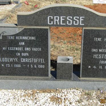 GRESSE Lodewyk Christoffel 1900-1980 &amp; Hester Maria 1902-1985