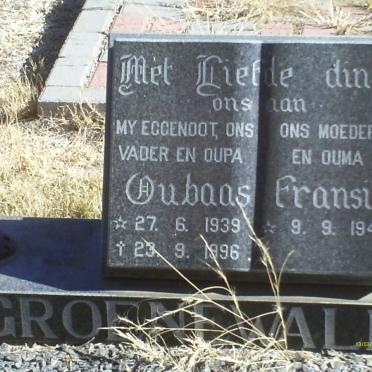 GROENEWALD Oubaas 1939-1996 &amp; Fransie 1942-