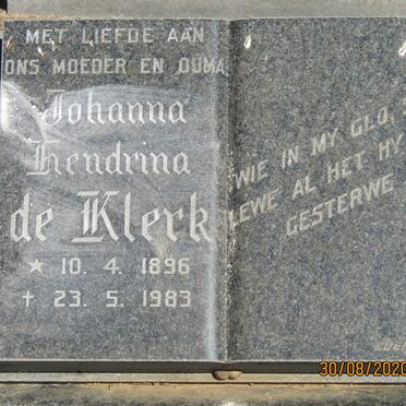 KLERK Johanna Hendrina, de 1896-1983