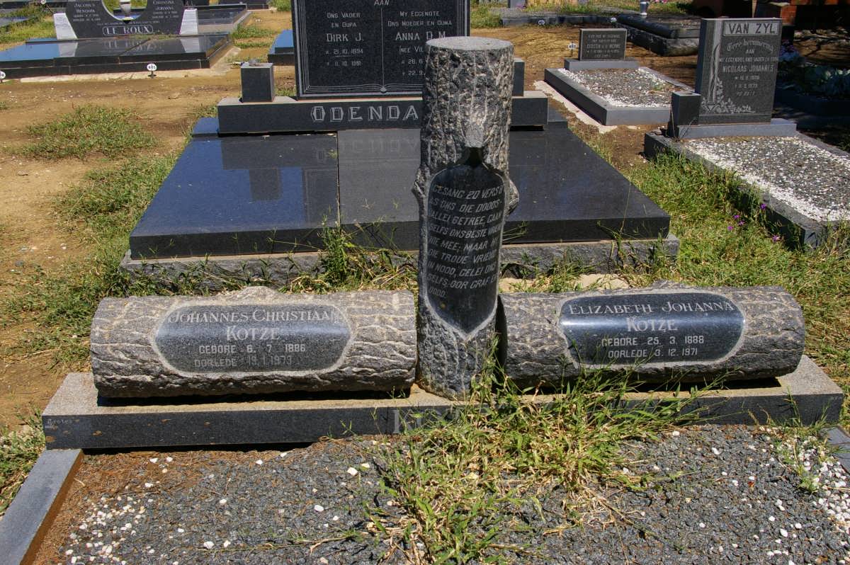 KOTZE Johannes Christiaan 1886-1979 &amp; Elizabeth Johanna 1888-1971