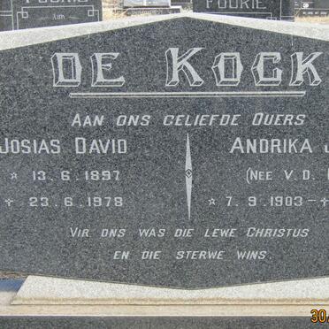 KOCK Josias David, de 1897-1978 &amp; Andrika Jacoba V.D. MERWE 1903-1978
