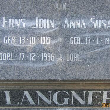 LANGNER Erns John 1919-1996 &amp; Anna Susara 1924-
