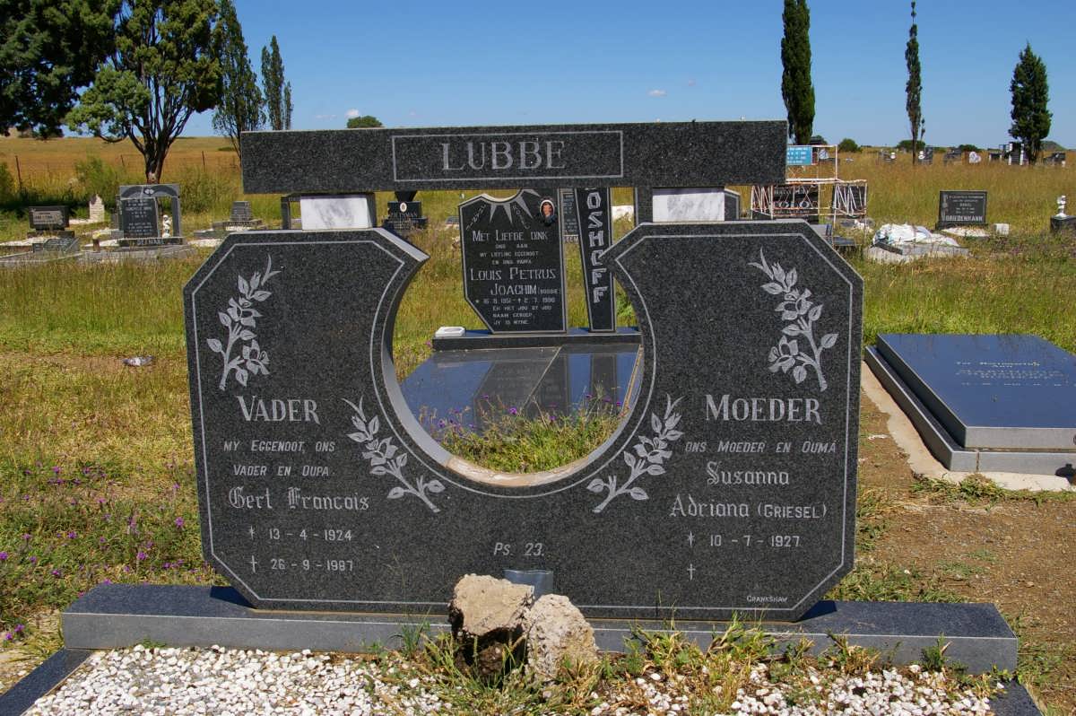 LUBBE Gert Francois 1924-1987 &amp; Susanna Adriana GRIESEL 1927-