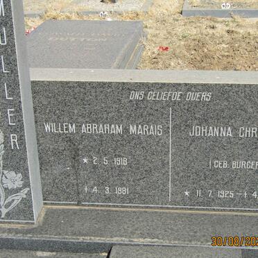MULLER Willem Abraham Marais 1918-1981 &amp; Johanna Christina BURGER 1925-1981