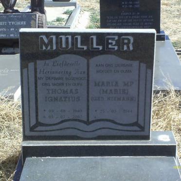 MULLER Thomas Ignatius 1940-2002 &amp; Maria M.P. NIEMANN 1944-