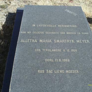 MEYER Alletha Maria Smartryk nee TERBLANCHE 1900-1968