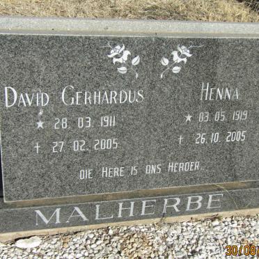 MALHERBE David Gerhardus 1911-2005 &amp; Henna 1919-2005