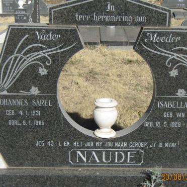 NAUDE Johannes Sarel 1931-1985 &amp; Isabella Catharina VAN DER MERWE 1929-1998