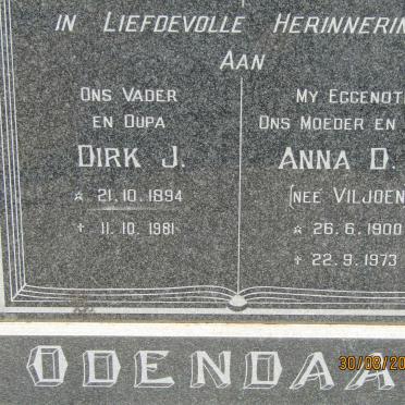 ODENDAAL Dirk J. 1894-1981 &amp; Anna D.M. VILJOEN 1900-1973