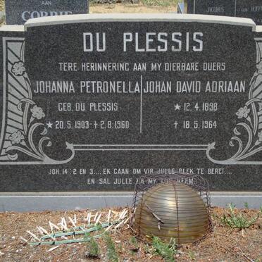 PLESSIS Johan David Adriaan, du 1898-1964 &amp; Johanna Petronella DU PLESSIS 1903-1960