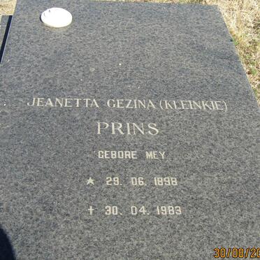 PRINS Jeanetta Gezina nee MEY 1898-1983
