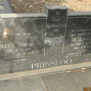 PRINSLOO Willem Abraham 1883-1973 &amp; M.M. JORDAAN 1891-1971