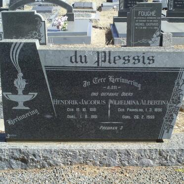 PLESSIS Hendrik Jacobus, du 1881-1961 &amp; Wilhelmina Albertina PRINSLOO 1896-1959