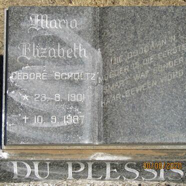 PLESSIS Maria Elizabeth, du nee SCHOLTZ 1901-1987