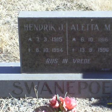 SWANEPOEL Hendrik J. 1915-1994 &amp; Aletta M. 1916-1996