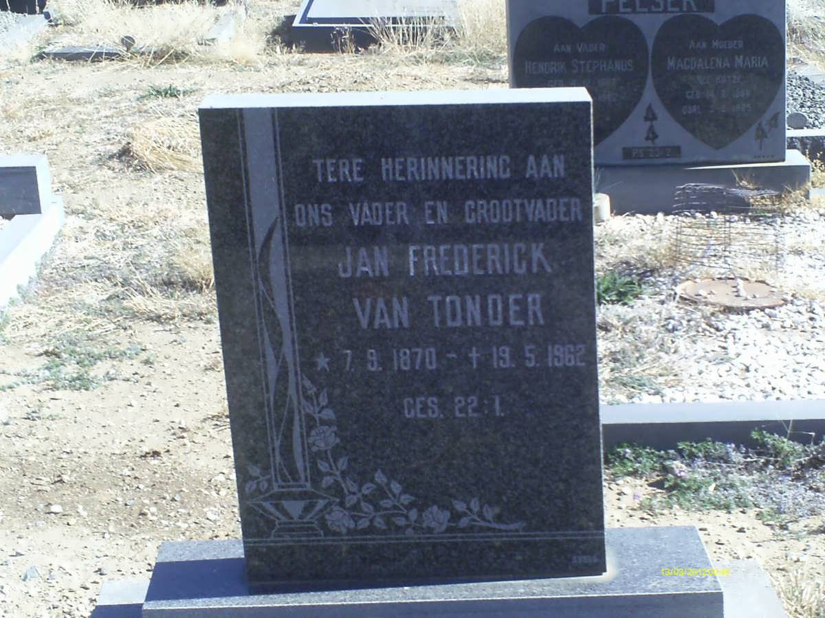 TONDER Jan Frederick, van 1870-1962
