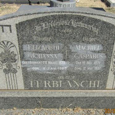 TERBLANCHE Machiel Casparus 1871-1951 &amp; Elizabeth Johanna BOUWER 1873-1963